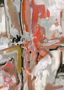 Abstract Painting with Silver Accents