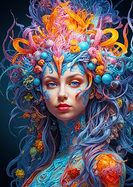 Fantasy Woman with Floral Headdress Portrait