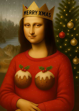 Mona Lisa Funny Christmas Sweater