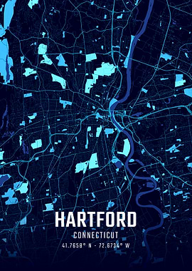 Hartford Midnight City Map
