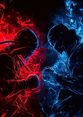 Red vs Blue Ninja Fight
