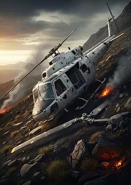 Crashed Helicopter Mountainside