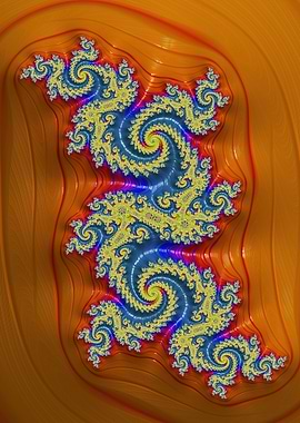 Fractal Art: Blue and Yellow Spirals
