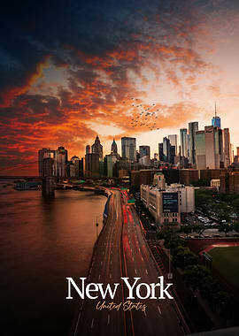 New York Cityscape at Sunset
