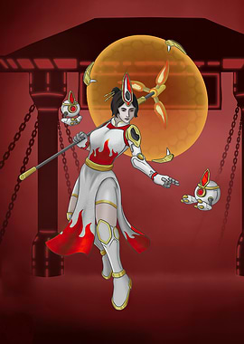 Futuristic Geisha with Robotic Companions