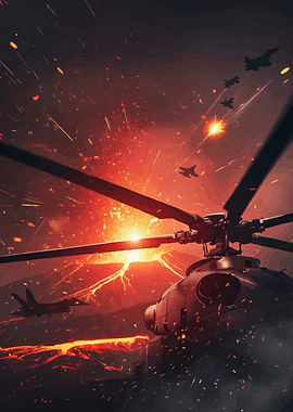 Military Helicopter Fighter Jets Artwork
