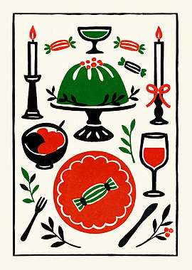 Festive Holiday Dinner Wall Art