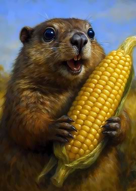 Happy Prairie Dog with Corn