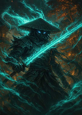 Mystical Warrior with Glowing Sword