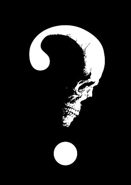 Skull Question Mark Black and White