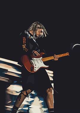 Guitarist in Action: Digital Art Portrait