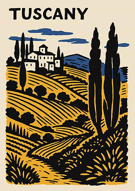 Tuscany Landscape Illustration