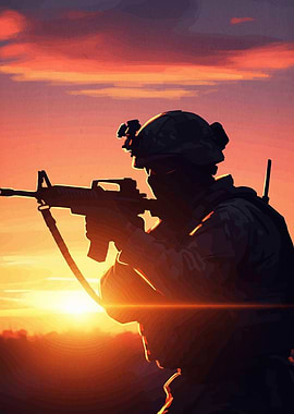 Soldier Silhouette Sunset