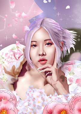 Rosé Fanart with Floral Accents