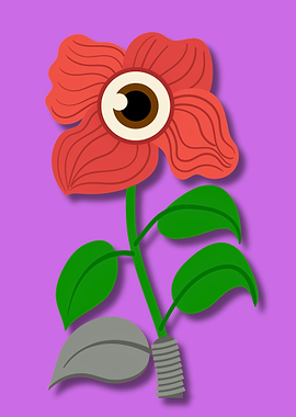 Eyeball Flower on Purple Background
