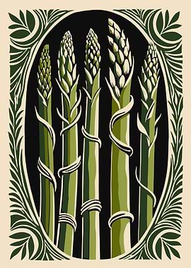 Asparagus Art Nouveau Illustration
