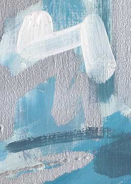 Abstract Blue and Silver Brushstrokes Painting Cool Edition