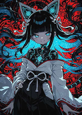 Cyberpunk Anime Girl in Kimono