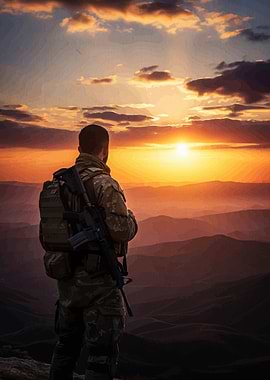 Soldier Sunset Landscape