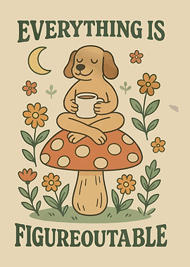 Dog on Mushroom with Coffee