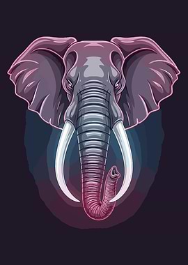 Stylized Elephant Head Illustration