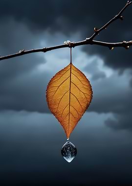 Leaf and Water Drop Still Life