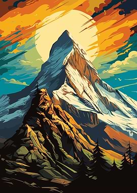 Mountain Peak Landscape Digital Art