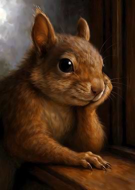 Curious Squirrel at Window