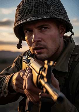 Soldier Aiming Rifle Field