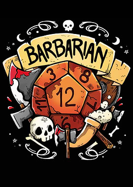 Barbarian D20 Dice Fantasy Art