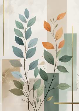 Botanical Art with Geometric Shapes