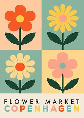 Flower Market Copenhagen Retro Art
