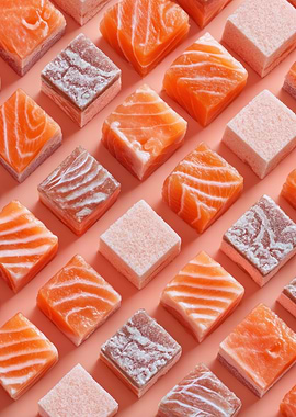 Salmon and Marshmallow Cubes Pattern