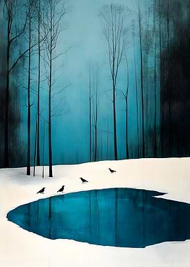 Winter Pond & Quiet Crows