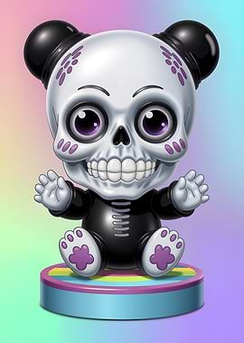 Cute Skull Panda Figurine