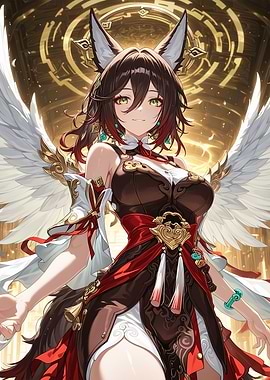 Anime Fox Girl with Wings