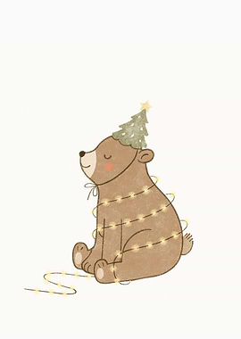 Festive Bear with Christmas Lights