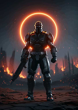 Futuristic Soldier with Glowing Ring