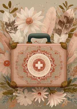 Floral First Aid Kit Illustration