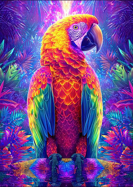 Colorful Parrot in Tropical Setting