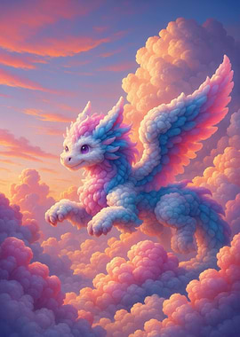 Pastel Dragon in the Clouds