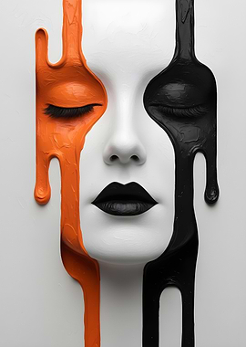 Abstract Face with Dripping Paint