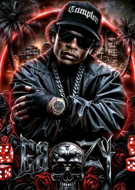 Eazy-E Portrait with Compton and Skull