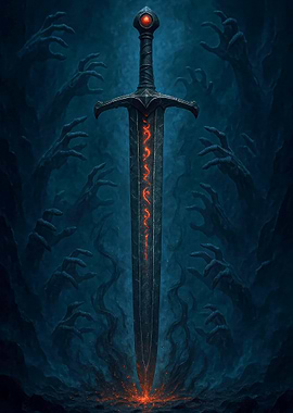 Enchanted Sword in Dark Fantasy Setting
