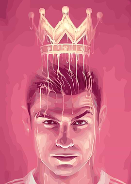 Cristiano Ronaldo with Crown Pink Portrait