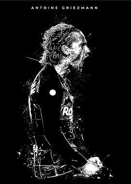 Antoine Griezmann Black and White Portrait