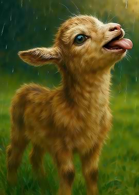 Baby Goat Tasting Rain