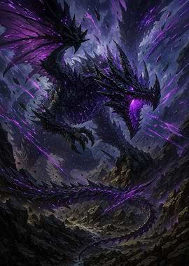 Dark Dragon with Purple Energy