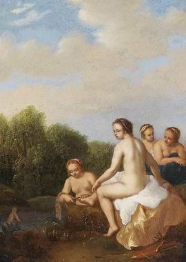 Classical Nude Bathers in Landscape Painting