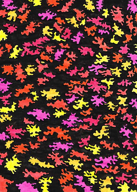 Abstract Colorful Shapes on Black Background